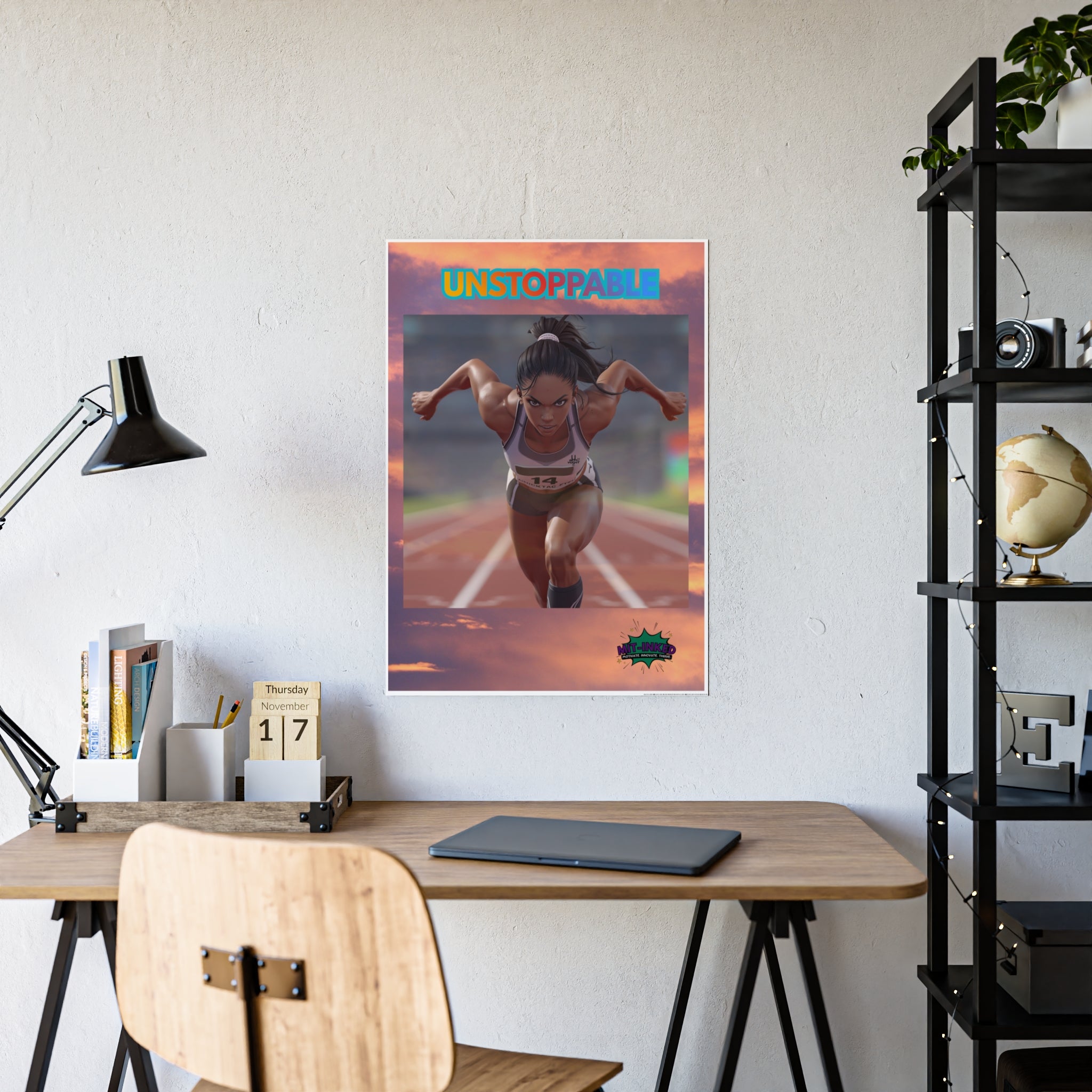 Unstoppable Sprinter MIT-Inked Motivational Wall Art & Prints