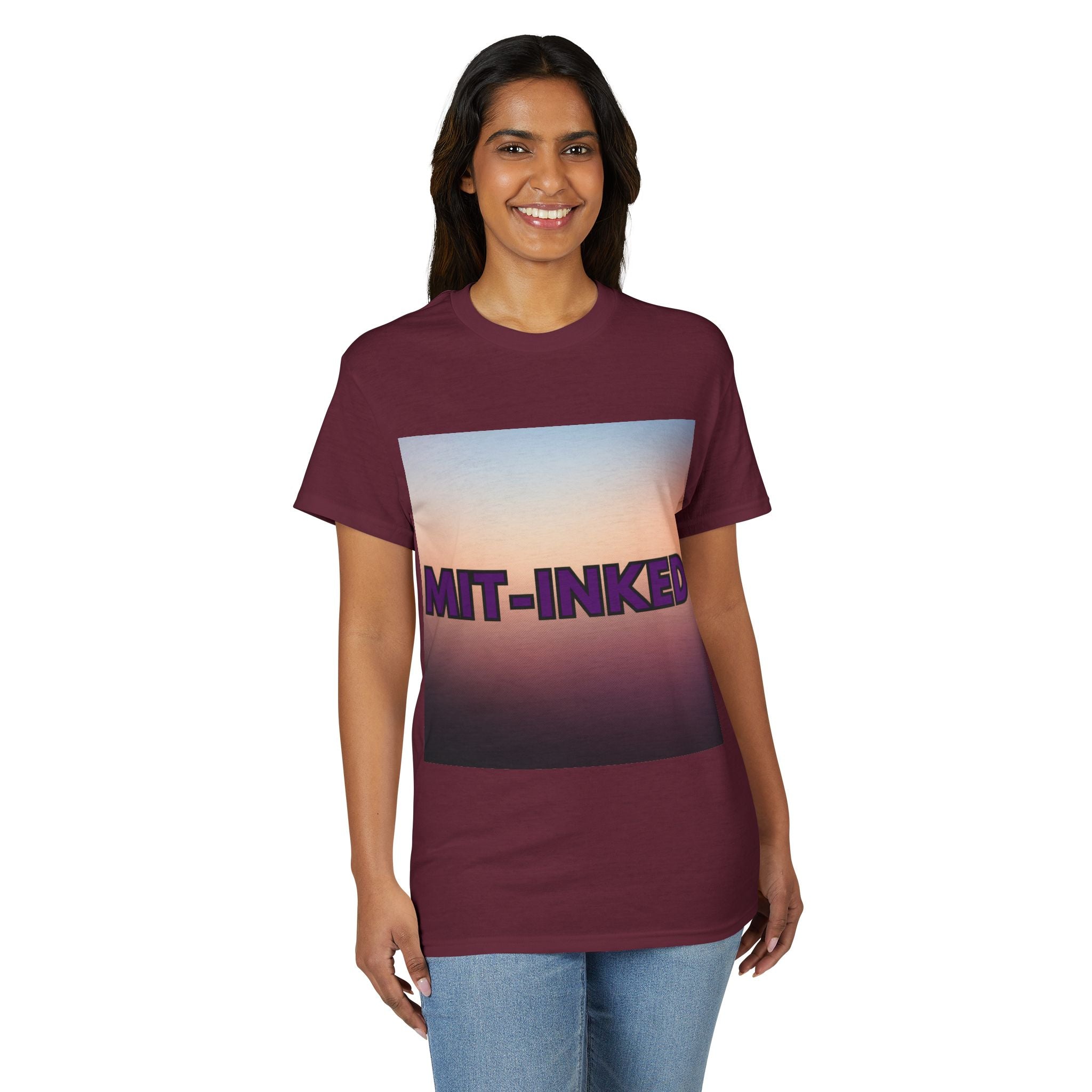 MIT-Inked Sunset T-Shirt | Retro Gradient Graphic Tee Printify