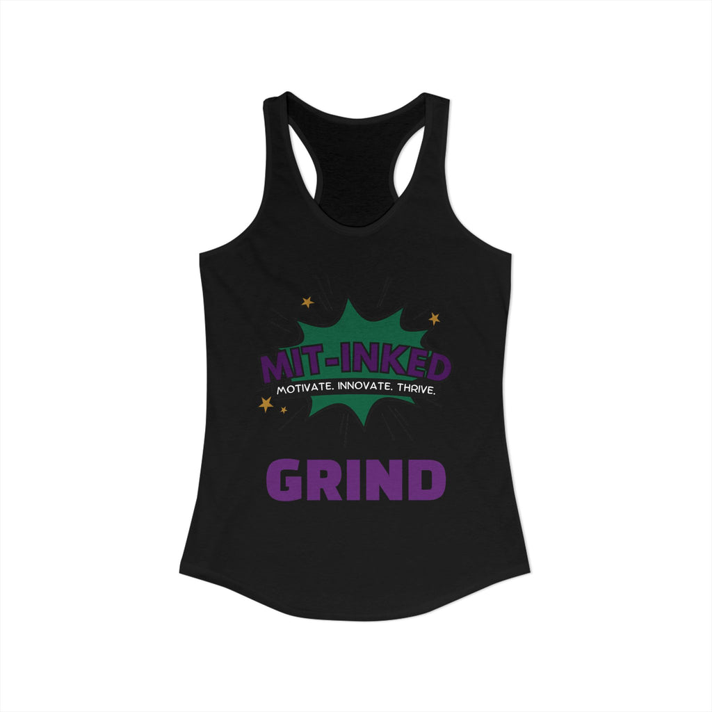 MIT-Inked Grind Women's Luxe Bra — Black Cropped Sports Bralette with 'GRIND' Back Text