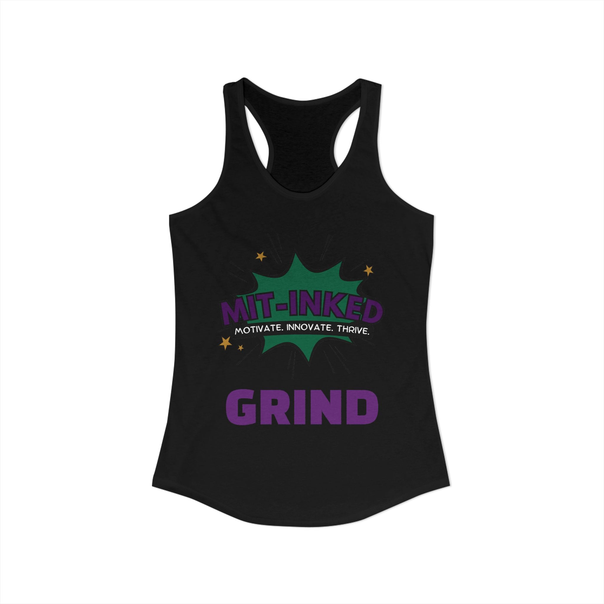 MIT-Inked Grind Women's Luxe Bra — Black Cropped Sports Bralette with 'GRIND' Back Text