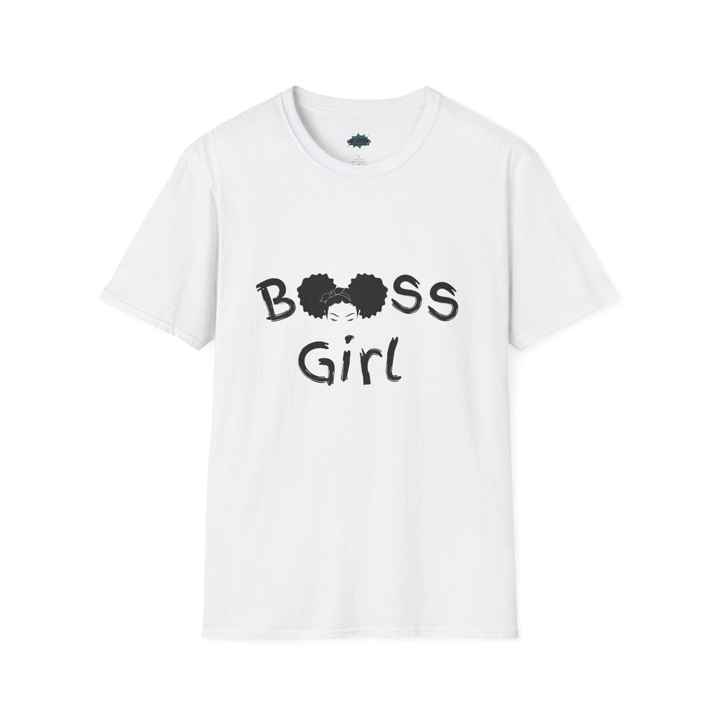 Boss Girl MIT-Inked T-Shirt | Empowering Afro Puff Silhouette Tee Printify