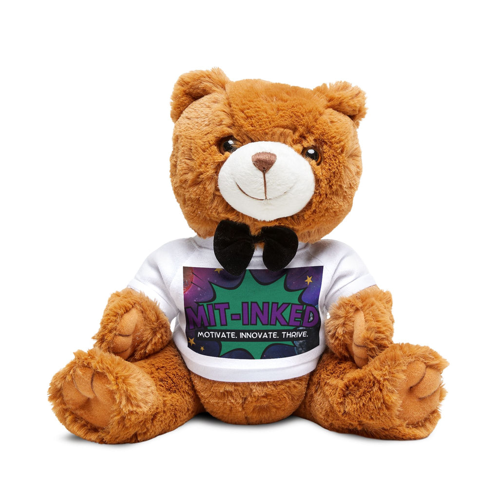 Plush Teddy Bear with Custom MIT Inked Universe T‑Shirt