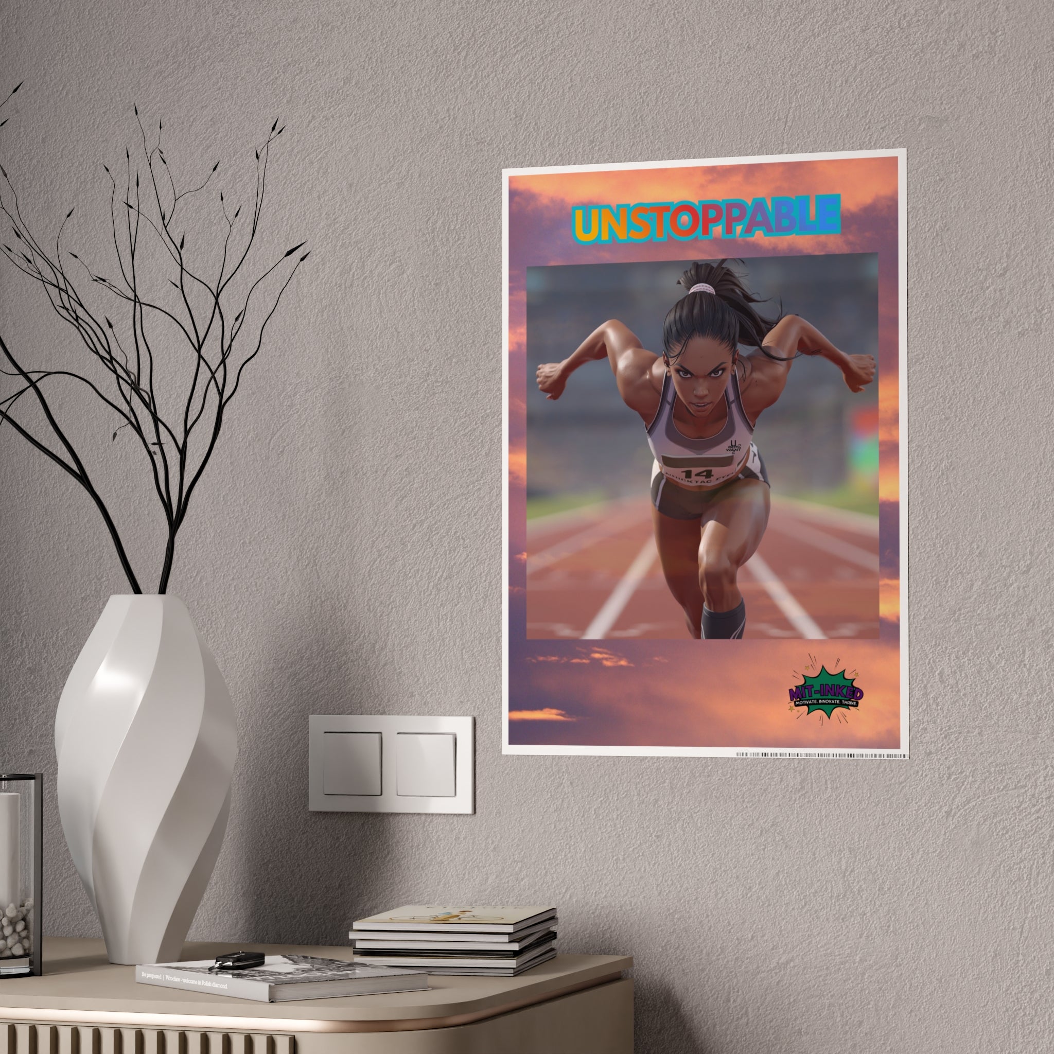 Unstoppable Sprinter MIT-Inked Motivational Wall Art & Prints