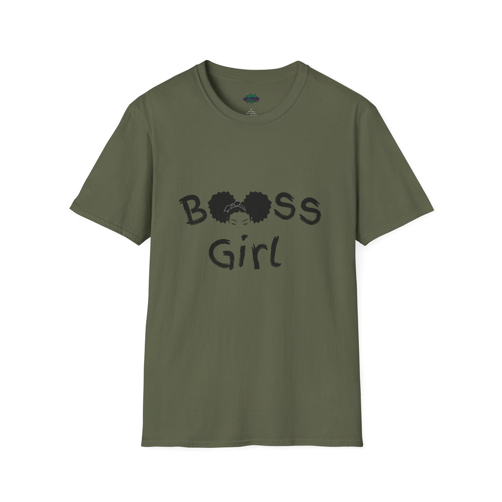 Boss Girl MIT-Inked T-Shirt | Empowering Afro Puff Silhouette Tee Printify