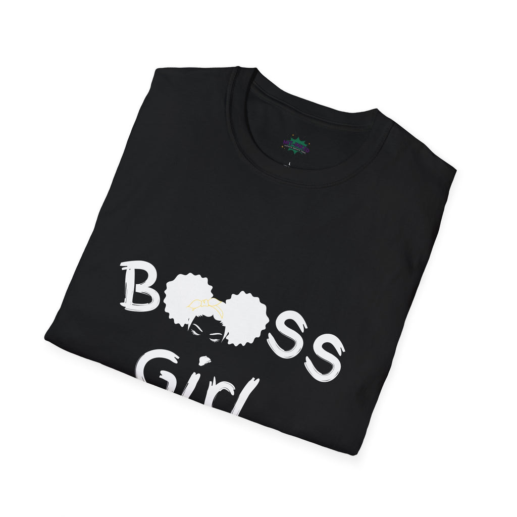 Boss Girl MIT-Inked T-Shirt | Empowering Afro Puff Silhouette Tee Printify