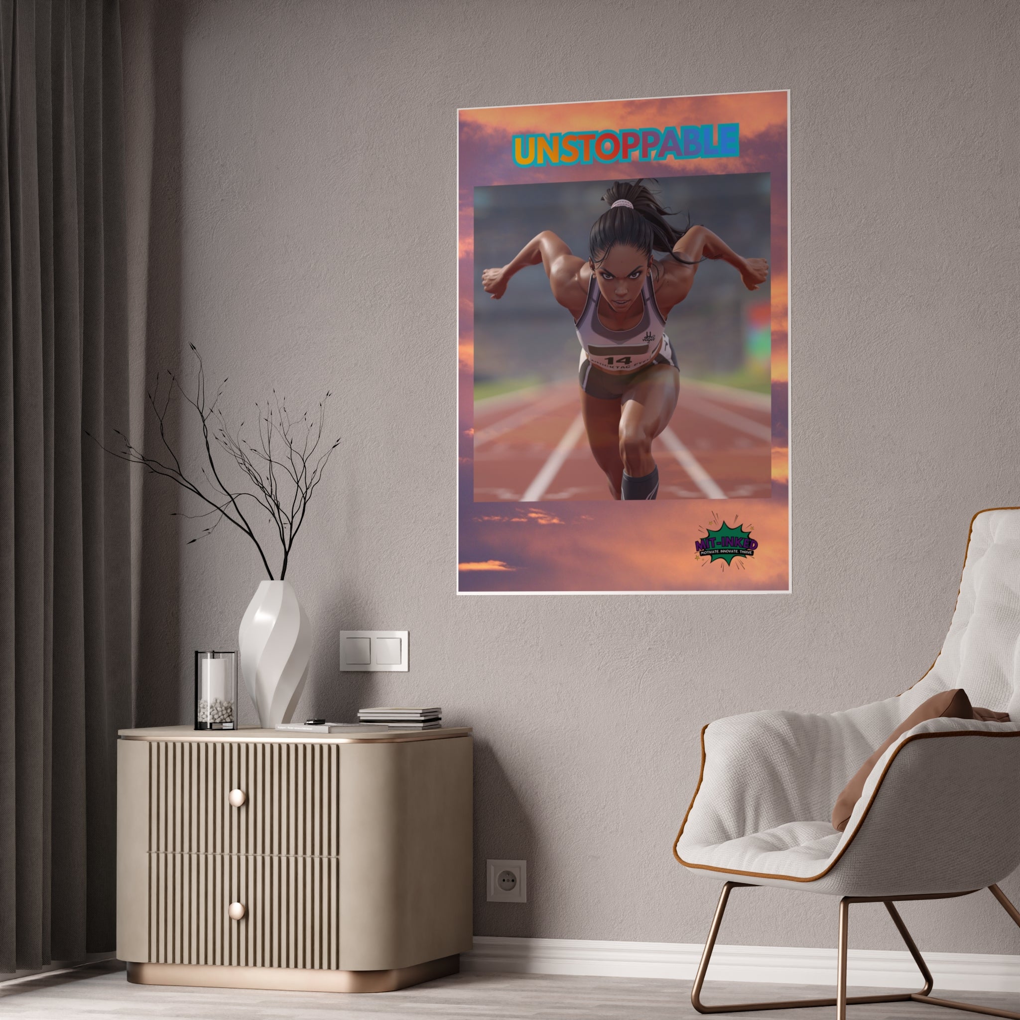 Unstoppable Sprinter MIT-Inked Motivational Wall Art & Prints