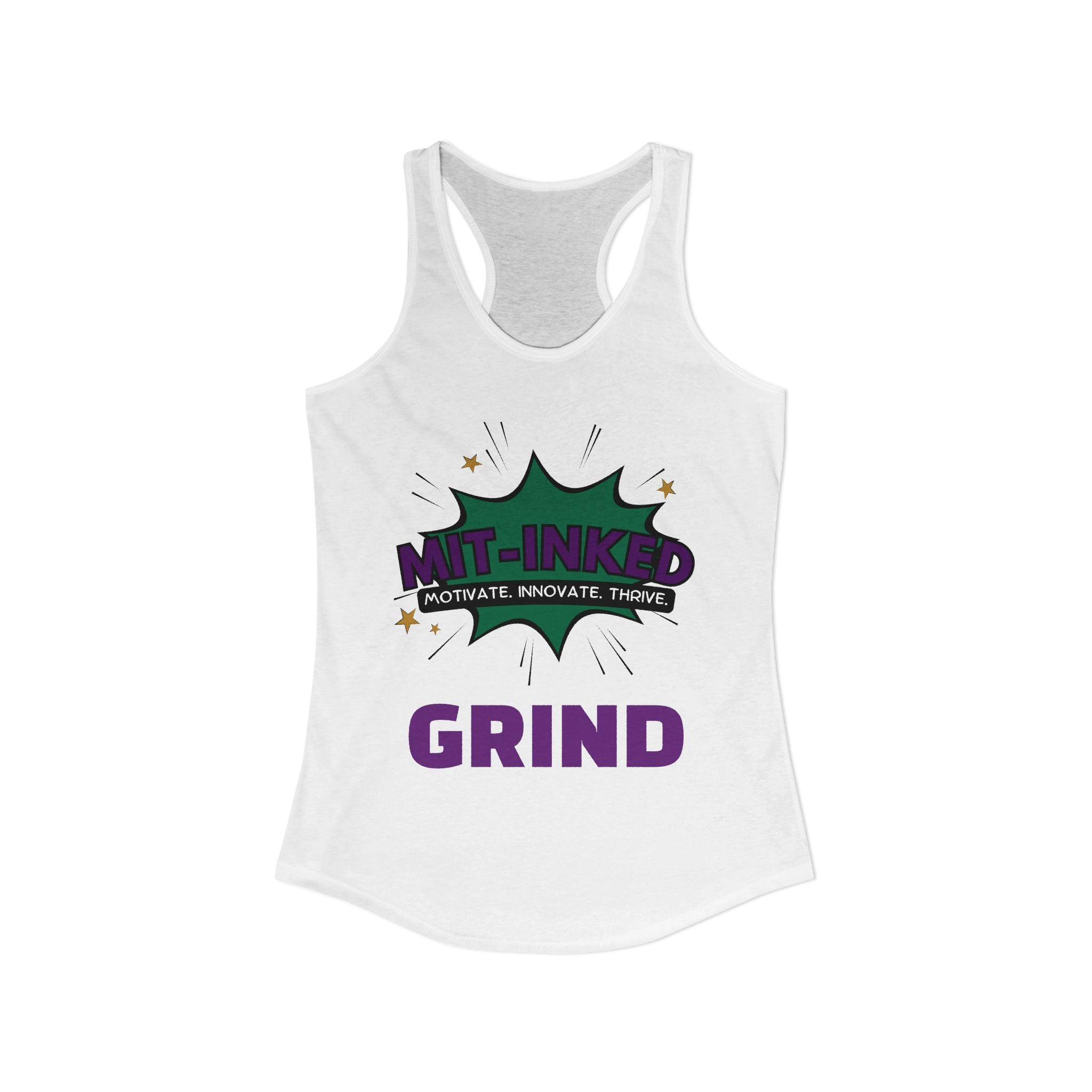 MIT-Inked Grind Women's Luxe Bra — Black Cropped Sports Bralette with 'GRIND' Back Text