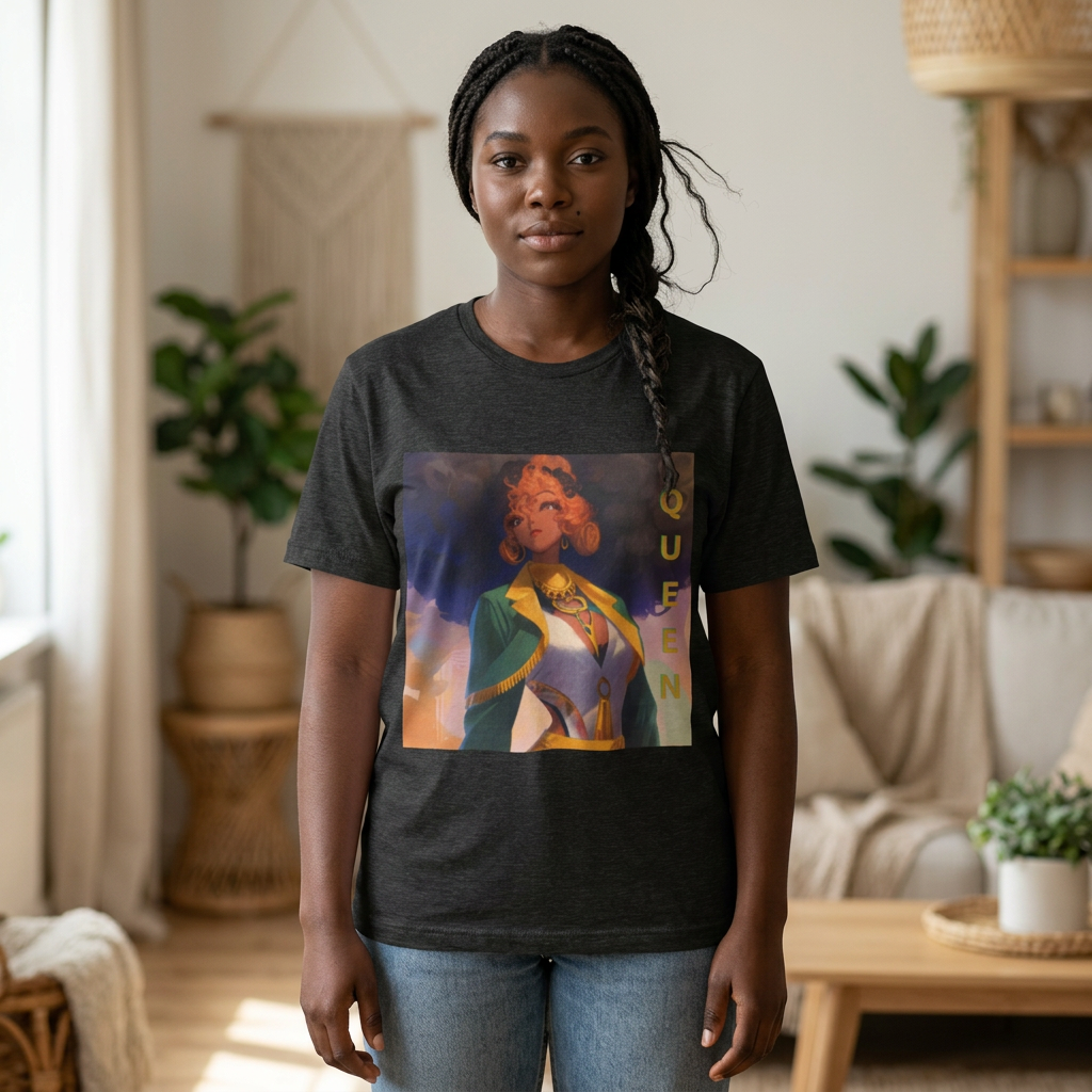 MIT-Inked Regal Afro-Futurist Queen Portrait Self-Love Graphic Tee