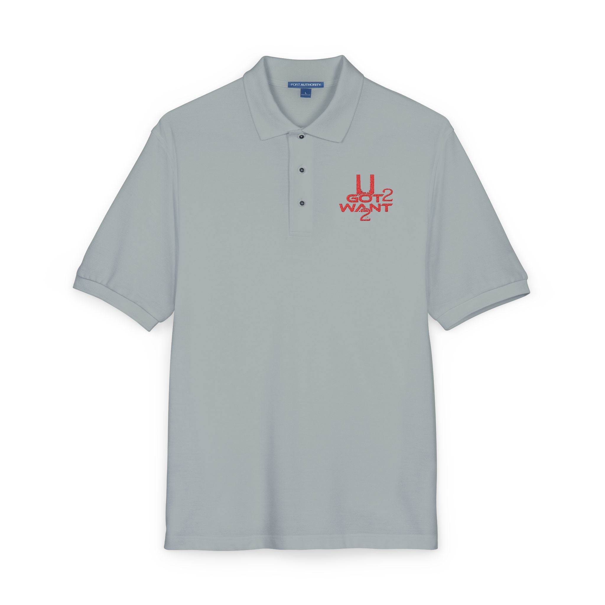 "U Got 2 Want 2" Unisex Polo Shirt Red Logo | Premium Embroidered Sport Casual Polo Printify