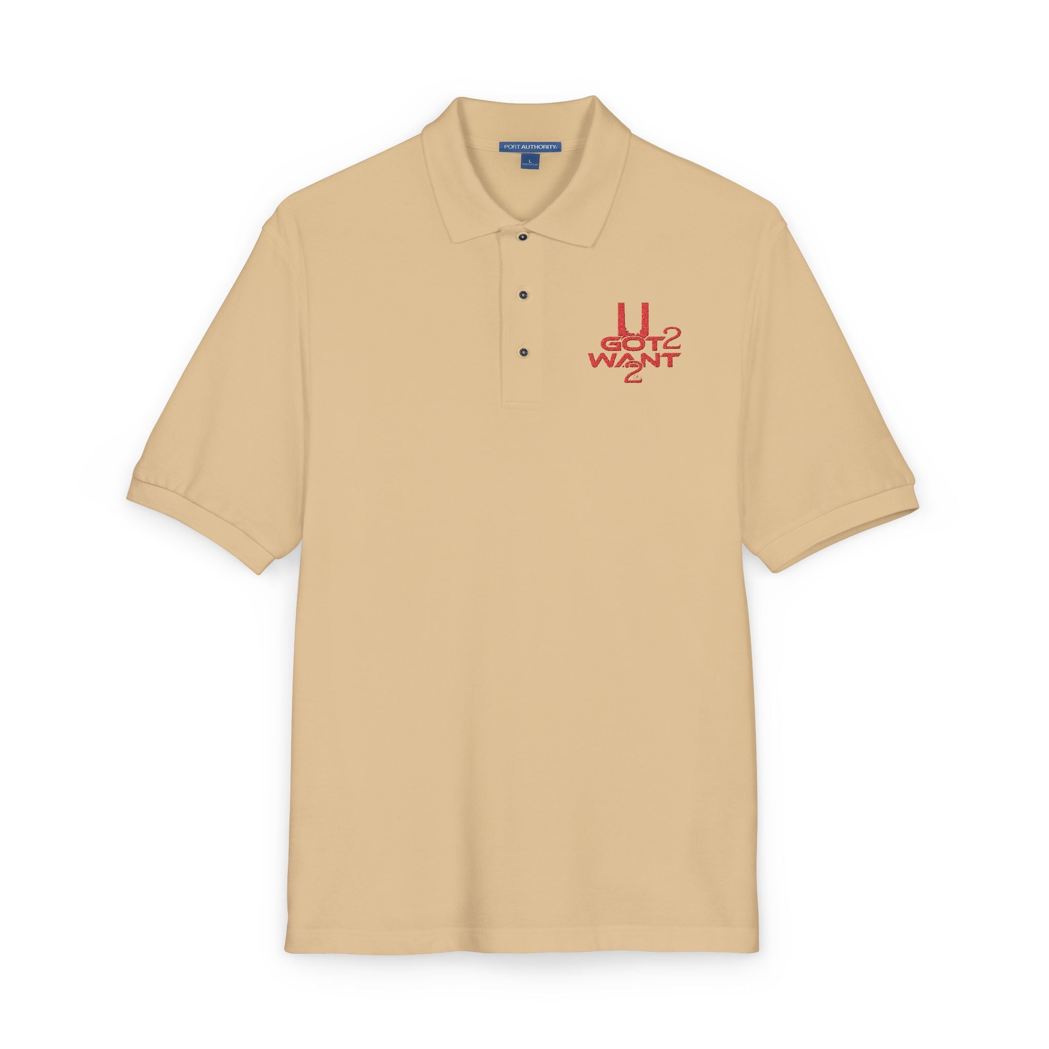 "U Got 2 Want 2" Unisex Polo Shirt Red Logo | Premium Embroidered Sport Casual Polo Printify