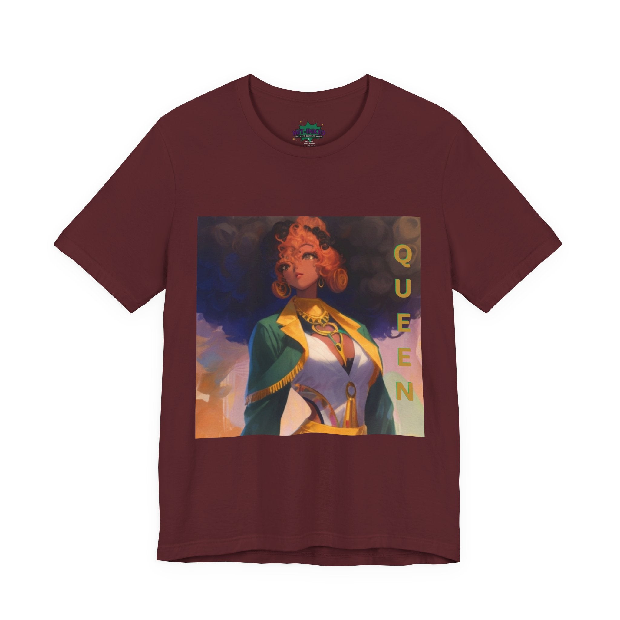 MIT-Inked Regal Afro-Futurist Queen Portrait Self-Love Graphic Tee