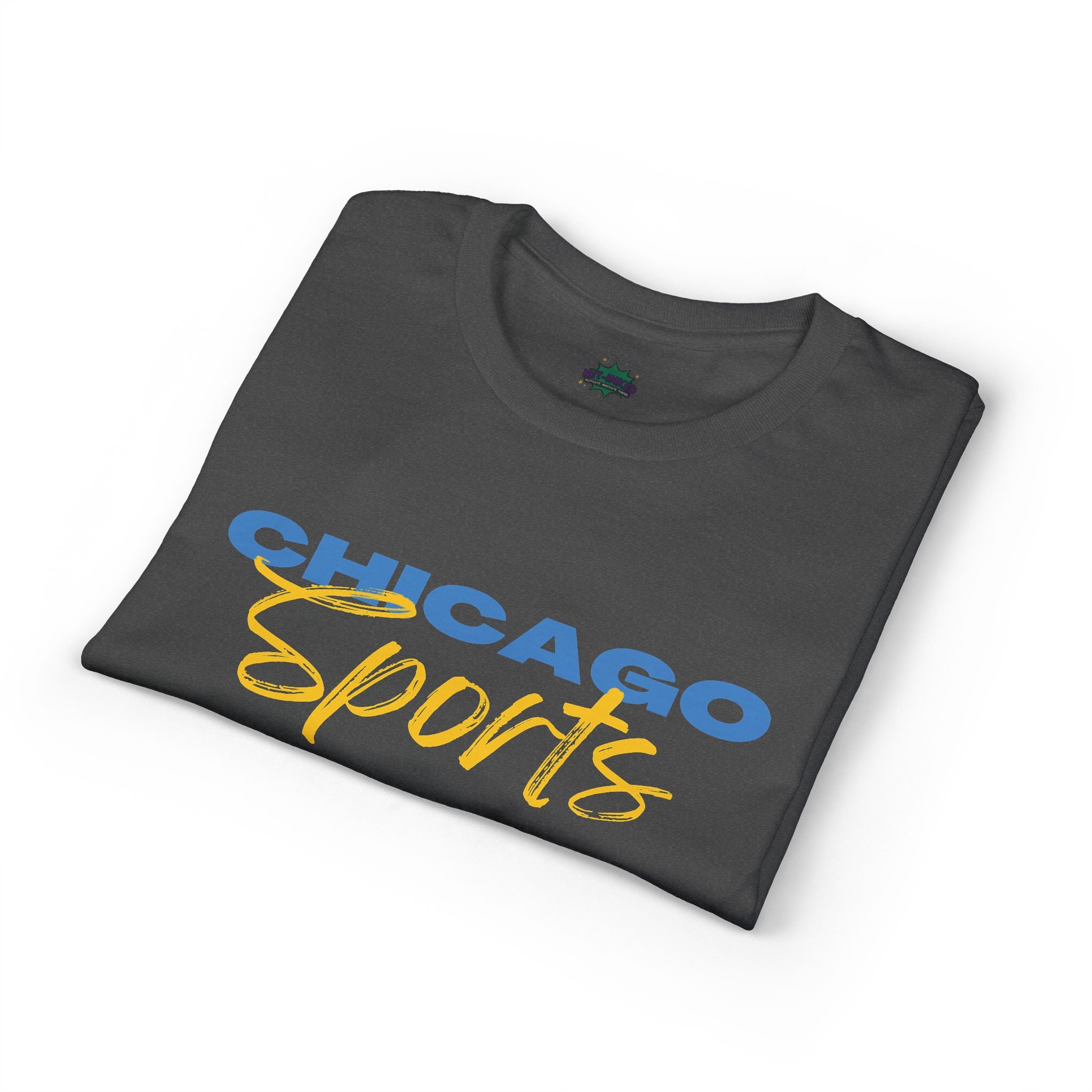 Chicago Sports MIT-Inked T-Shirt | Blue Block & Yellow Script Athletic Tee Printify