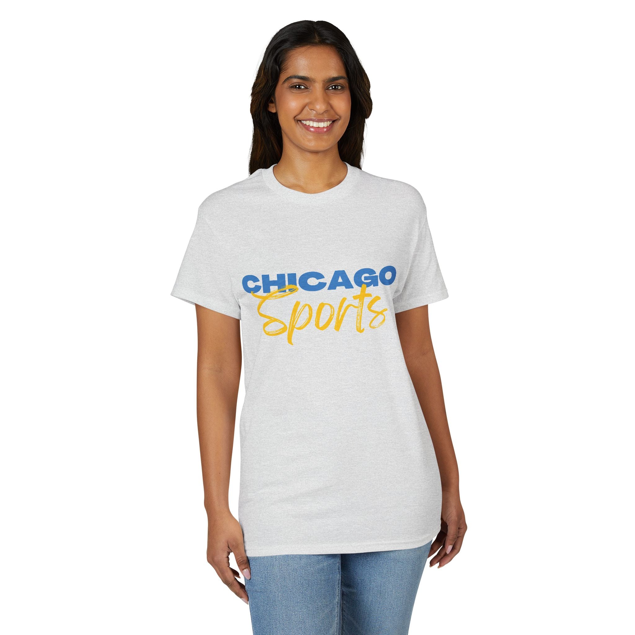 Chicago Sports MIT-Inked T-Shirt | Blue Block & Yellow Script Athletic Tee Printify
