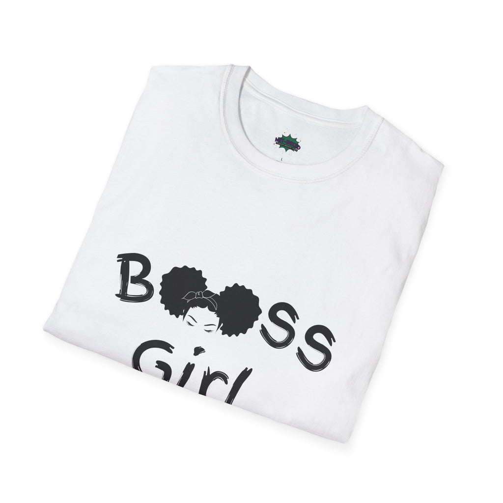 Boss Girl MIT-Inked T-Shirt | Empowering Afro Puff Silhouette Tee Printify