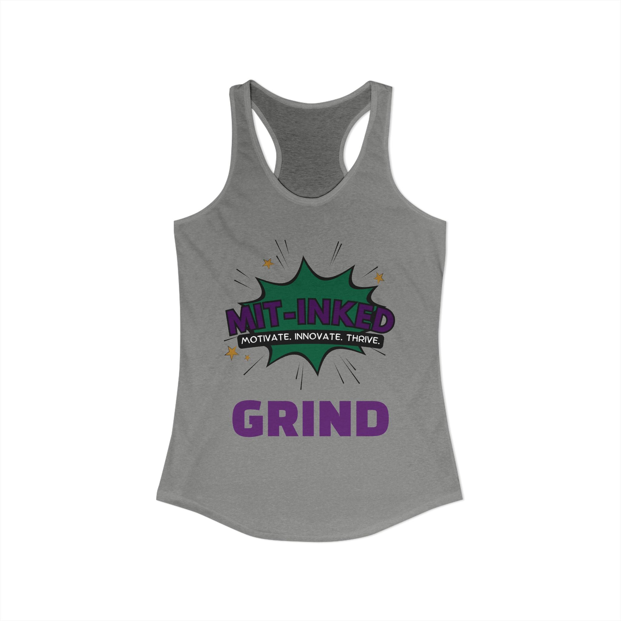 MIT-Inked Grind Women's Luxe Bra — Black Cropped Sports Bralette with 'GRIND' Back Text