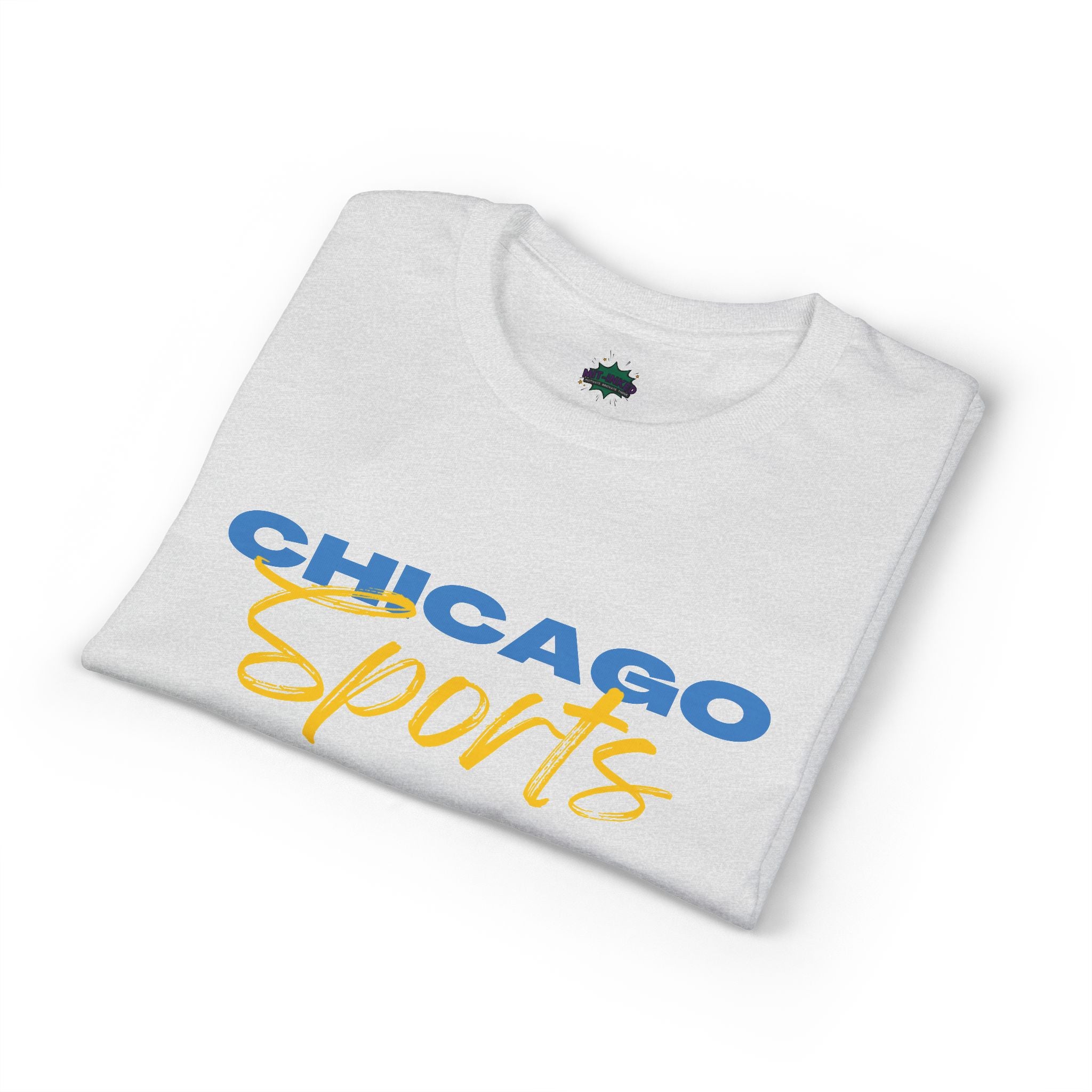 Chicago Sports MIT-Inked T-Shirt | Blue Block & Yellow Script Athletic Tee Printify