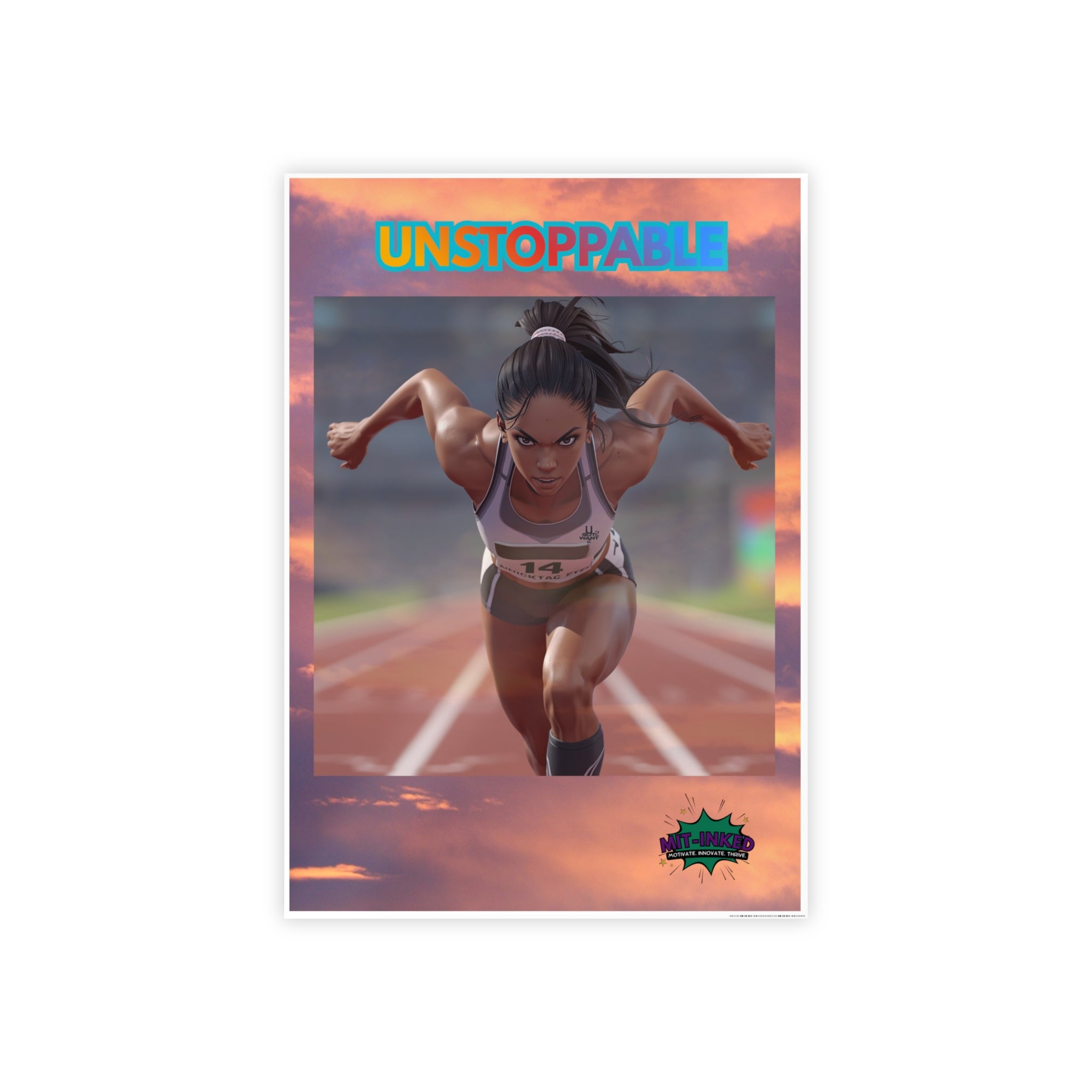 Unstoppable Sprinter MIT-Inked Motivational Wall Art & Prints