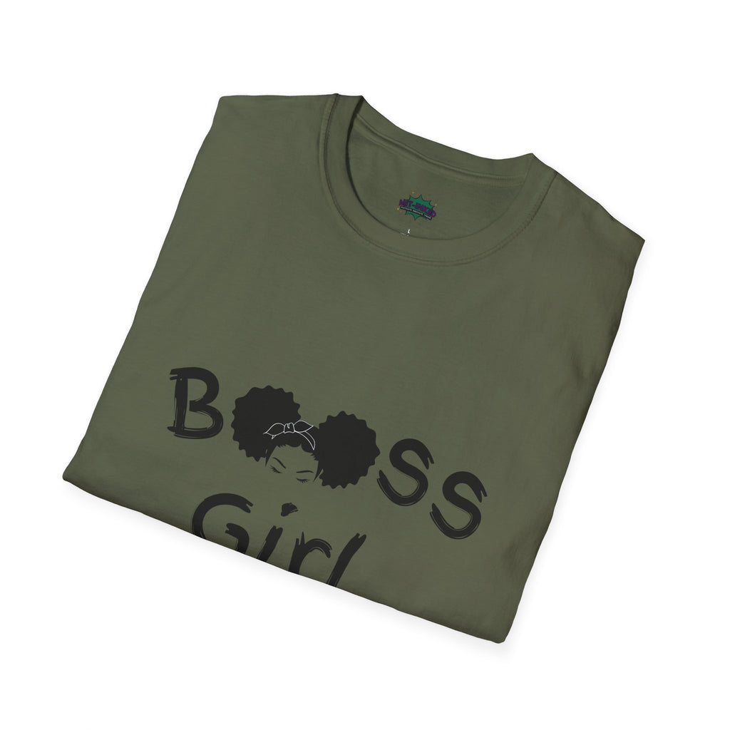 Boss Girl MIT-Inked T-Shirt | Empowering Afro Puff Silhouette Tee Printify