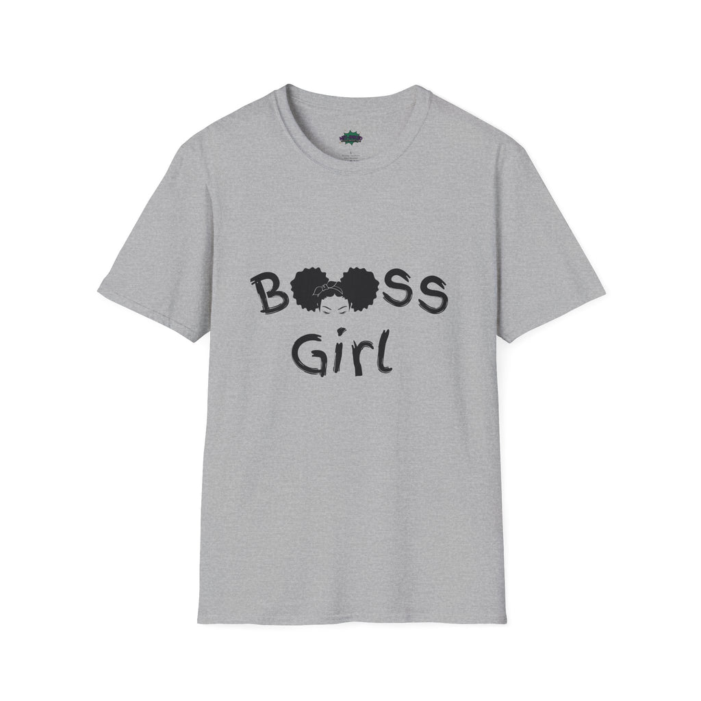 Boss Girl MIT-Inked T-Shirt | Empowering Afro Puff Silhouette Tee Printify