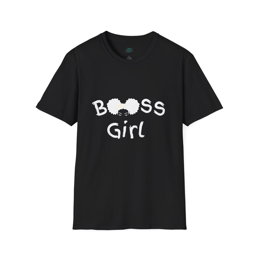 Boss Girl MIT-Inked T-Shirt | Empowering Afro Puff Silhouette Tee Printify