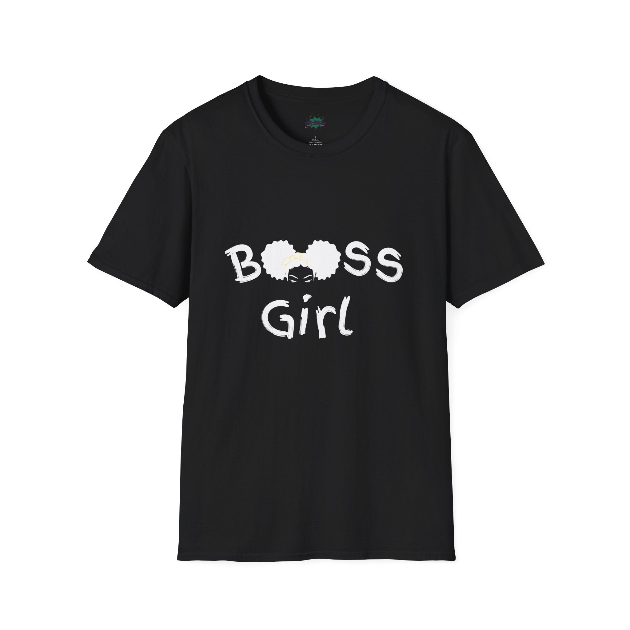 Boss Girl MIT-Inked T-Shirt | Empowering Afro Puff Silhouette Tee Printify