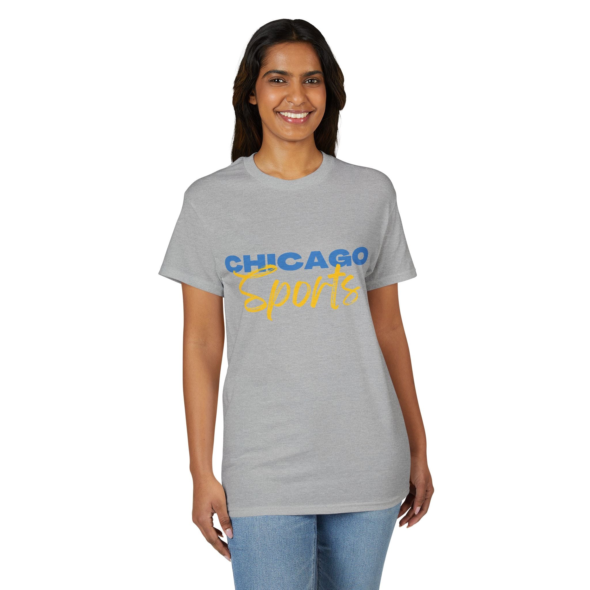 Chicago Sports MIT-Inked T-Shirt | Blue Block & Yellow Script Athletic Tee Printify