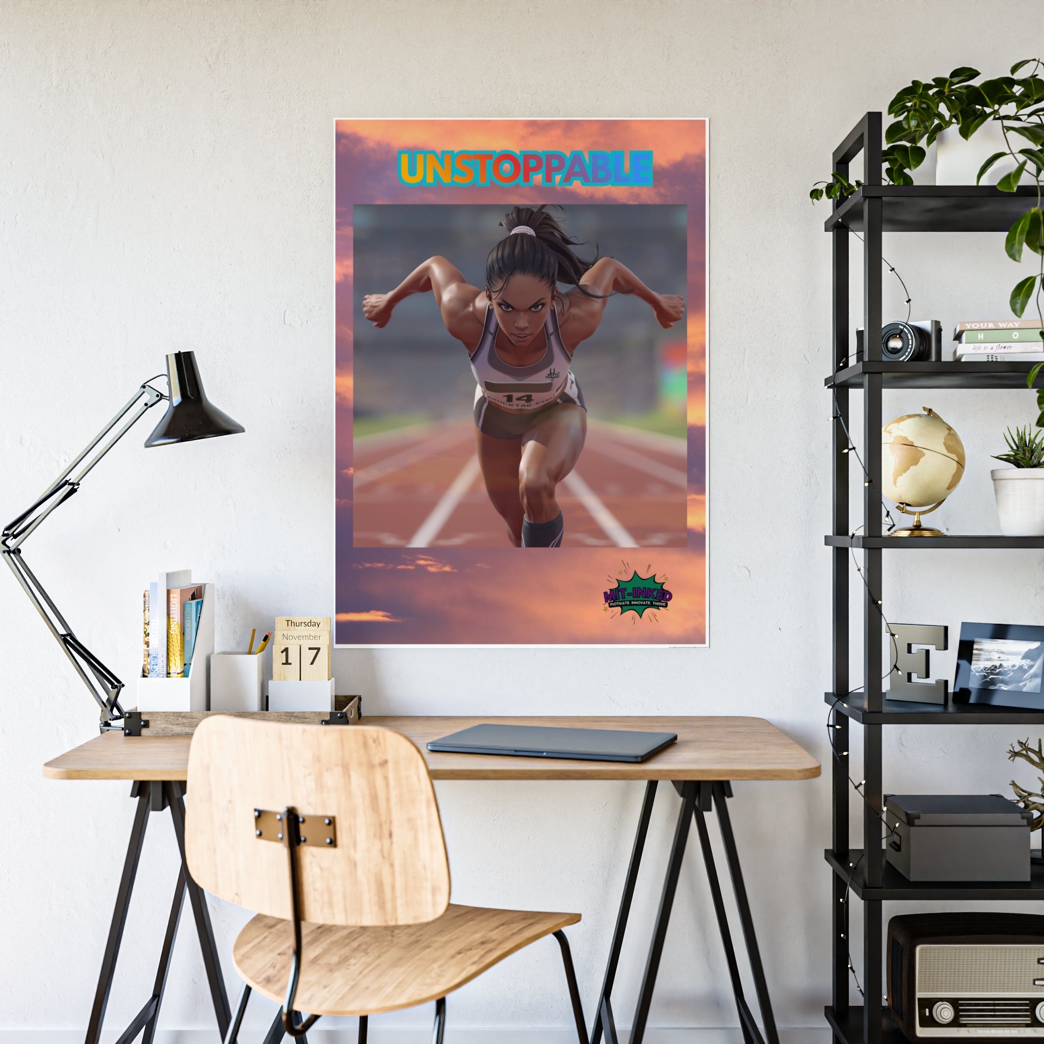 Unstoppable Sprinter MIT-Inked Motivational Wall Art & Prints
