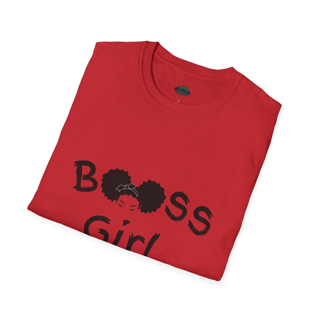 Boss Girl MIT-Inked T-Shirt | Empowering Afro Puff Silhouette Tee Printify