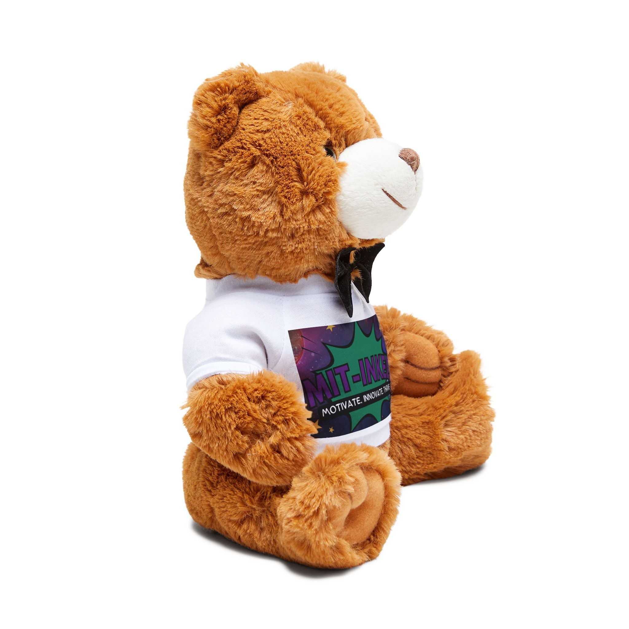 Plush Teddy Bear with Custom MIT Inked Universe T‑Shirt