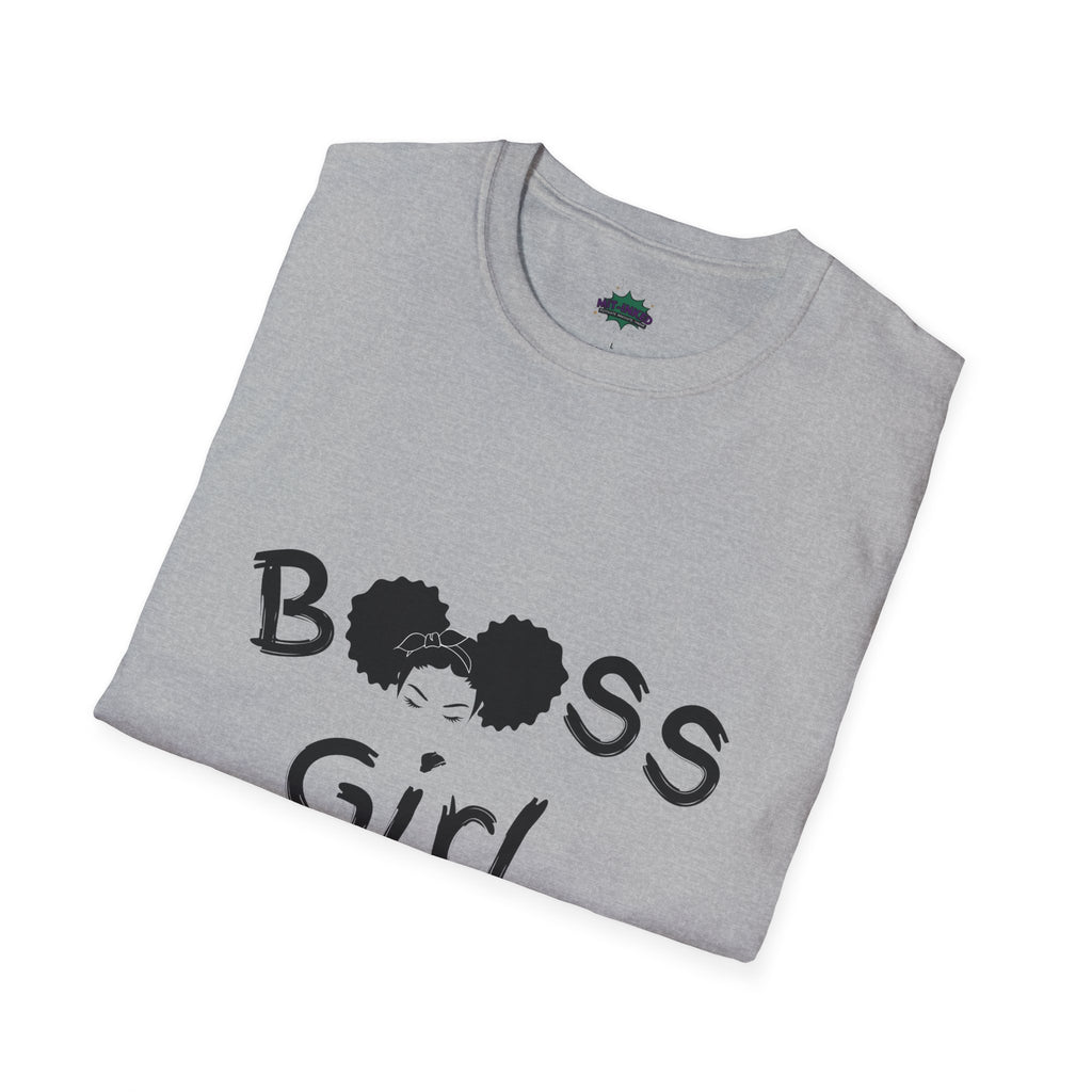 Boss Girl MIT-Inked T-Shirt | Empowering Afro Puff Silhouette Tee Printify
