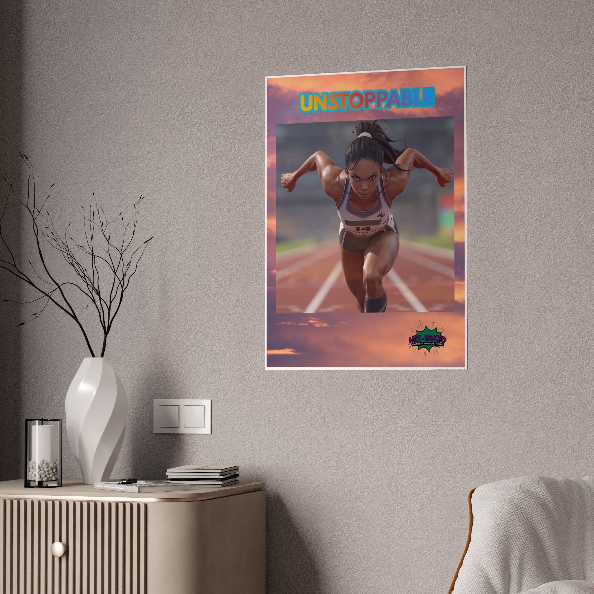 Unstoppable Sprinter MIT-Inked Motivational Wall Art & Prints