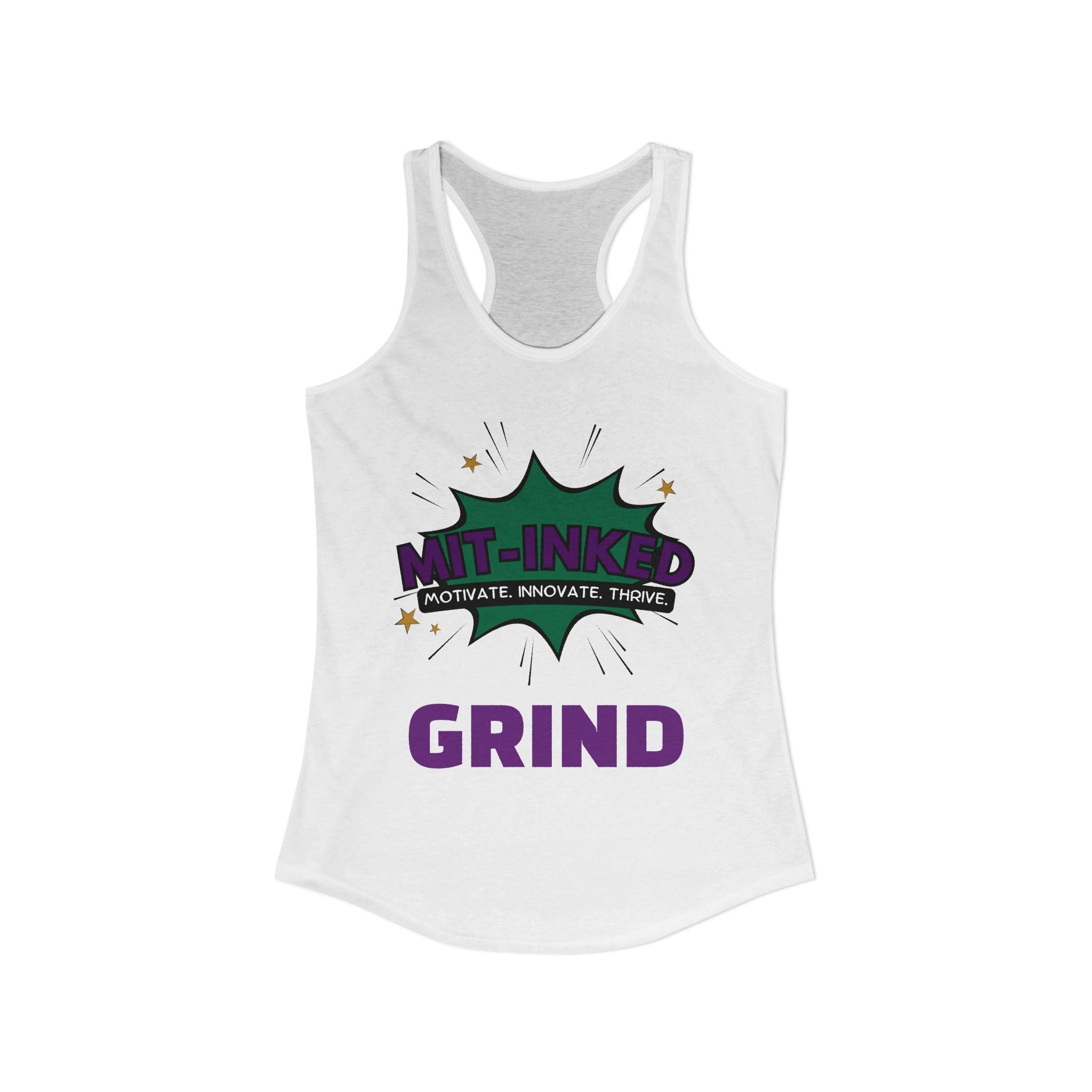 MIT-Inked Grind Women's Luxe Bra — Black Cropped Sports Bralette with 'GRIND' Back Text