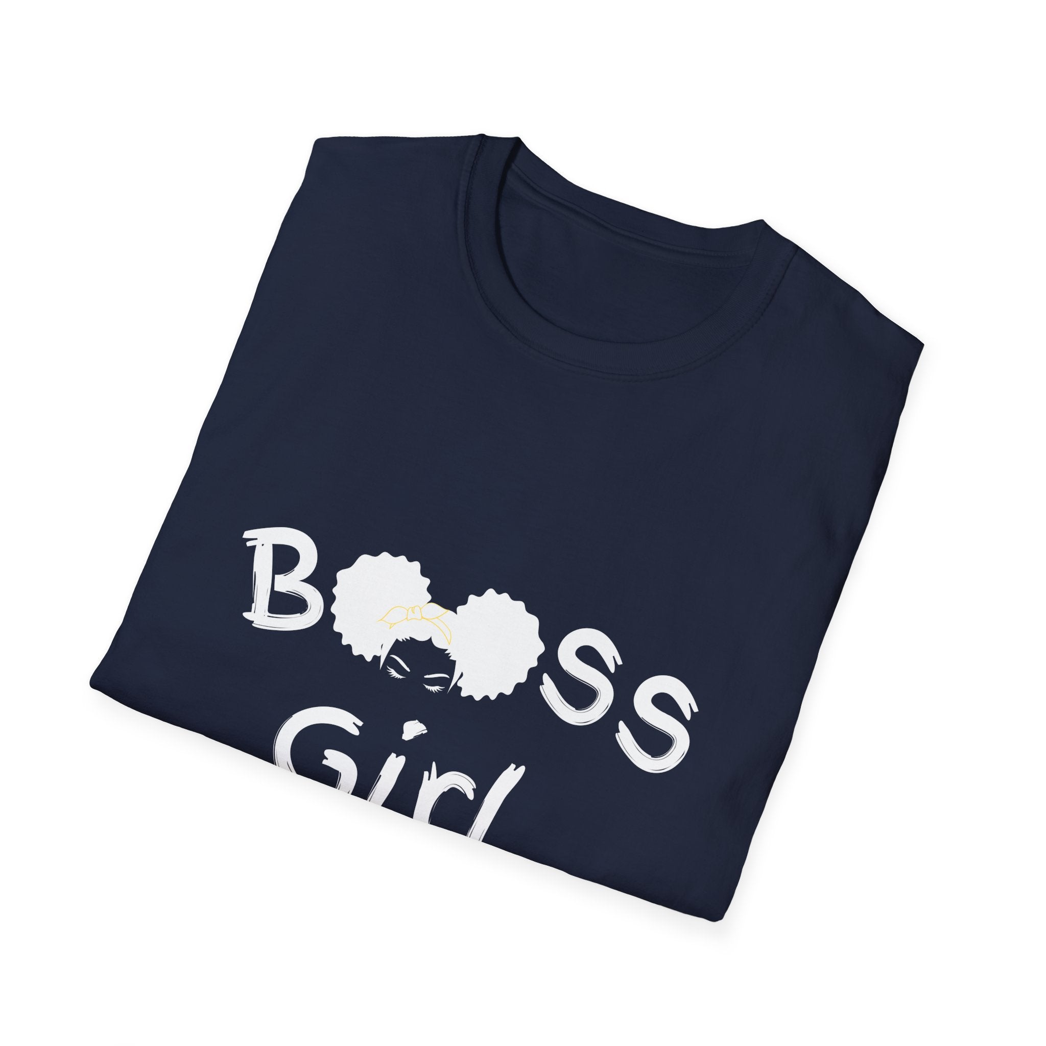Boss Girl MIT-Inked T-Shirt | Empowering Afro Puff Silhouette Tee Printify