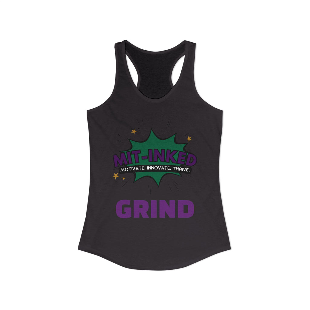 MIT-Inked Grind Women's Luxe Bra — Black Cropped Sports Bralette with 'GRIND' Back Text