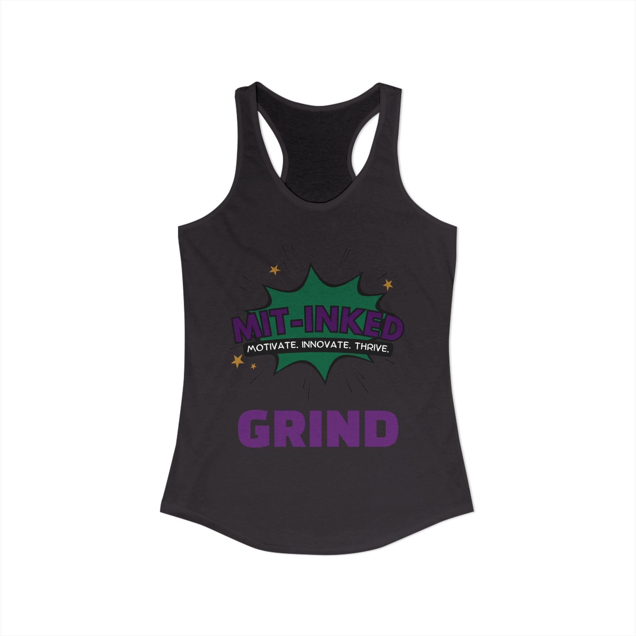 MIT-Inked Grind Women's Luxe Bra — Black Cropped Sports Bralette with 'GRIND' Back Text